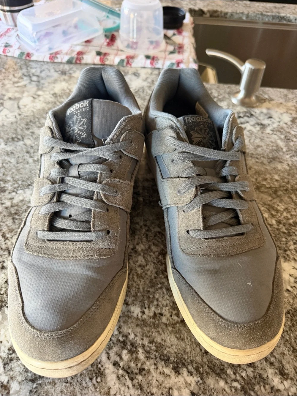 Reebok Men’s Gray Suede & Textile Sneakers